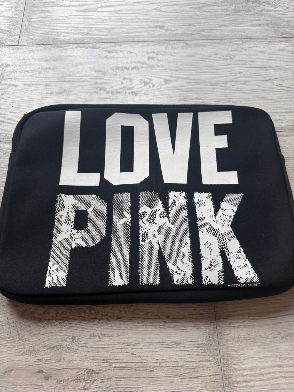 Victoria's Secret Black Laptop Sleeve with White LOVE PINK Logo